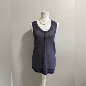 Banana Republic 100% Linen Sleeveless Knit Tunic in Slate Blue